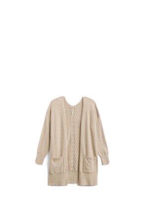 Nine 1 Eight Veronica Lace Up Back Two Pocket Cardigan Oatmeal Size M
