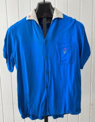 Vintage King Louie Bowling Shirt sz Medium 1960's Blue S/S | eBay