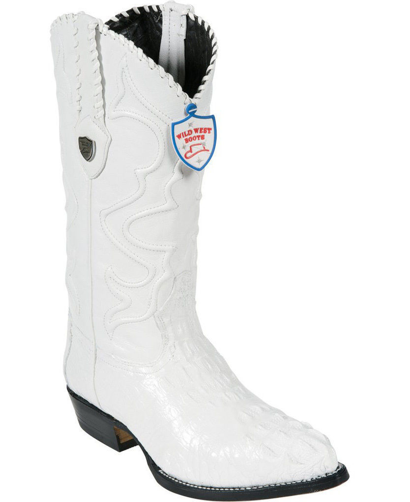 Pre-owned Wild West Boots Wild West White Genuine Crocodile Hornback Western Cowboy Boot J-toe (d) 2990228