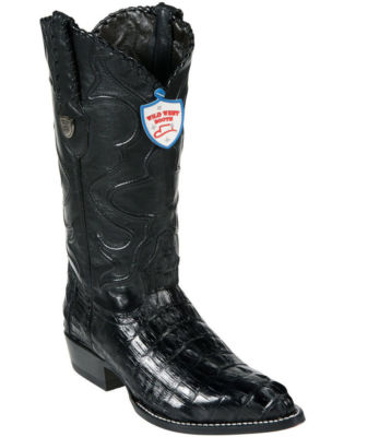 Pre-owned Wild West Boots Wild West Black Caiman Crocodile Tail Western Cowboy Boot J-toe (d) 2990105