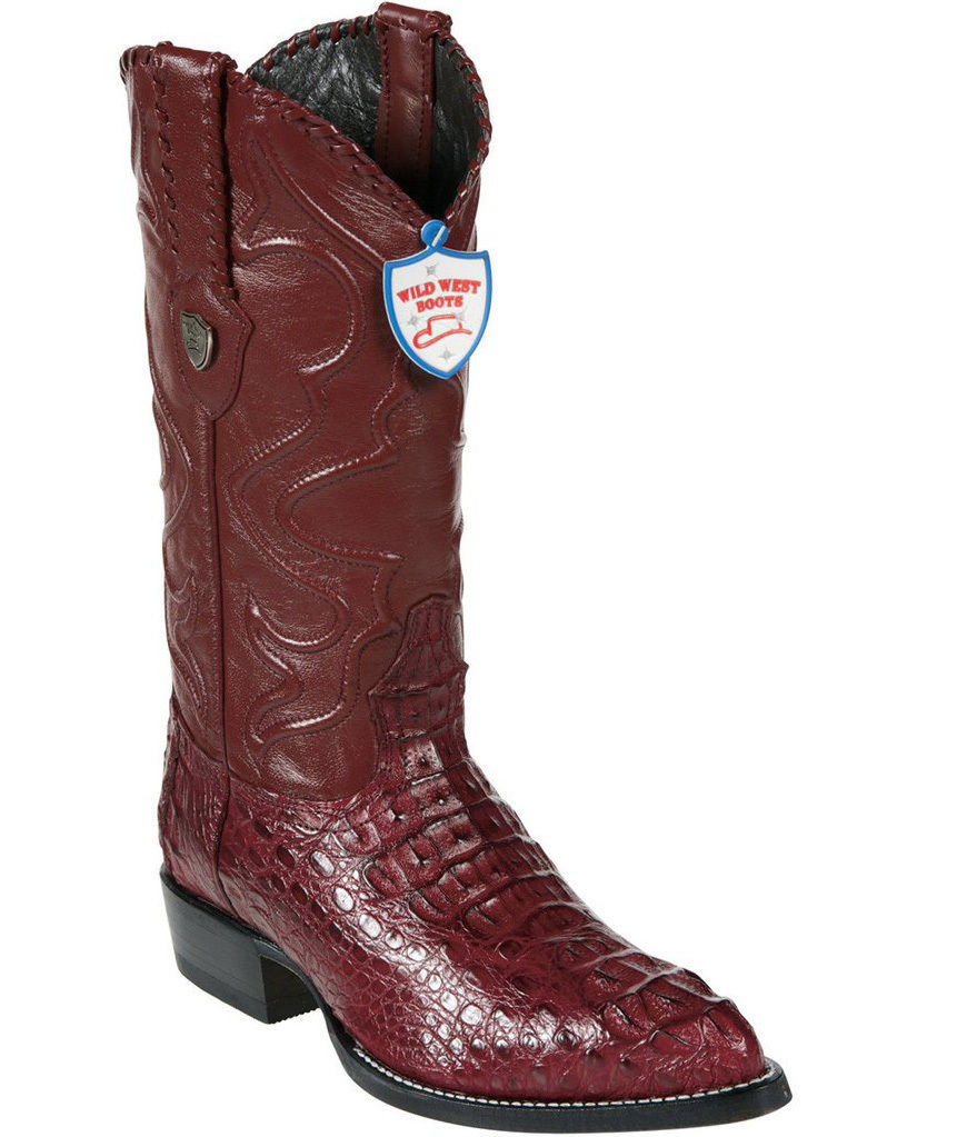 Pre-owned Wild West Boots Wild West Burgundy Crocodile Hornback Western Cowboy Boot J-toe (ee) 2990206 In Red