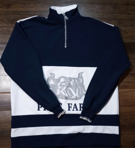 Phat Farm Men's Blue Y2K 90s 2000s Pullover Hoodie 1/4 Zip