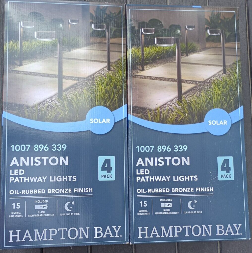 Lot Of 2 4-PK Aniston Oil-Rubbed Bronze LED Outdoor Solar Landscape Path Lights