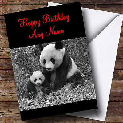 Panda & Baby Personalised Birthday Greetings Card