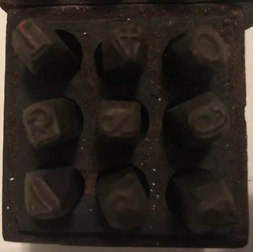 Vintage Letter And Number Leather/metal 36ct. Punch Set