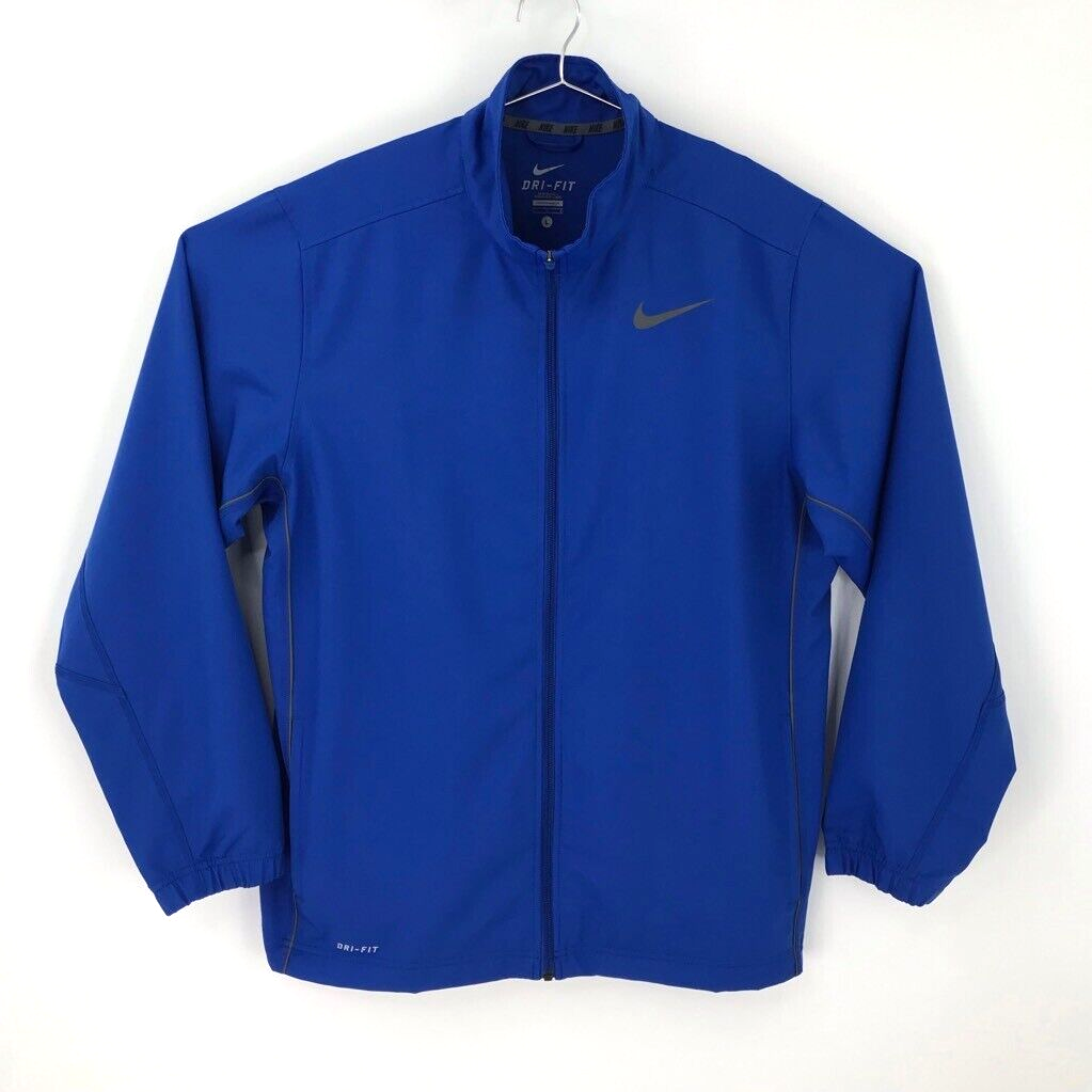 Nike Dri Fit Windbreaker Jacket Blue Athletic Full Zip Activewear Mens Large eBay