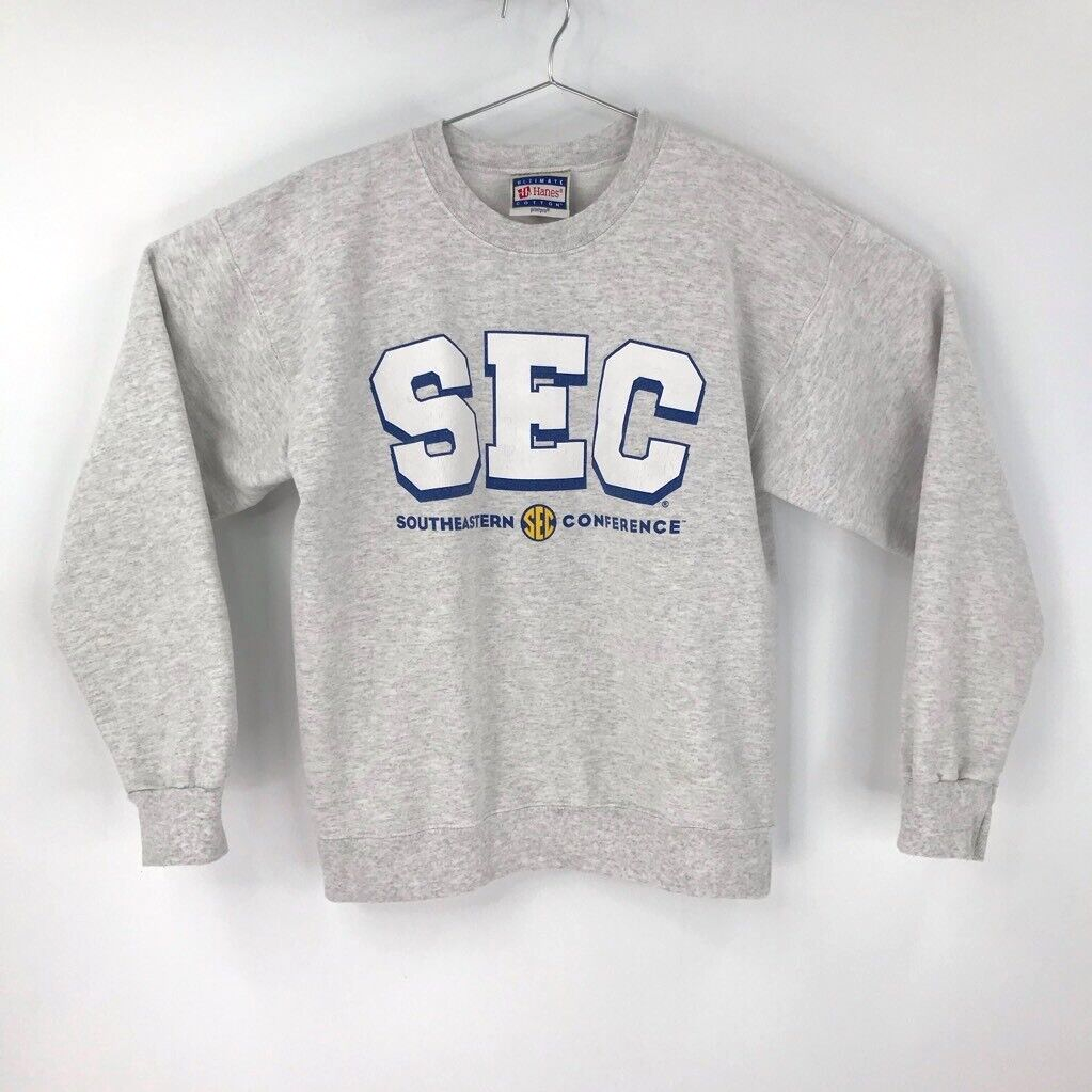 SEC Southeastern Conference Football Sweatshirt Gray Crew Long Sleeve Mens Small eBay