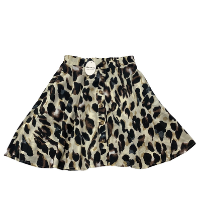 Beige leopard print button front mini skirt store