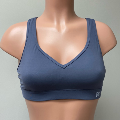 Yvette Workout Sports Bra Gray Stretch Strappy Wide Strap 38A 38B