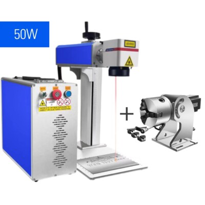 VEVOR Max Fiber Laser Marking 8×8in Engraving Machine Tool 50W with Rotary Axis