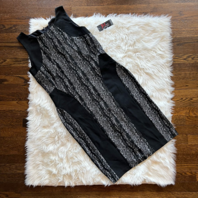 JM Studio By John Meyer Womens Sheath Dress Black White Abstract