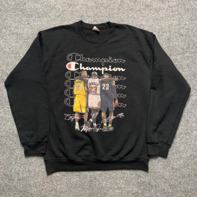 Champion Kobe Bryant Michael Jordan Lebron James Mens Gildan Sweatshirt Black M