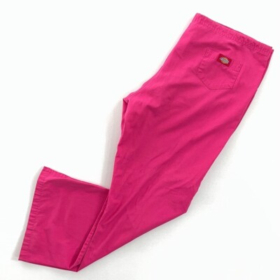 Dickies Unisex Boot Cut Scrub Pants Pink Drawstring Waist