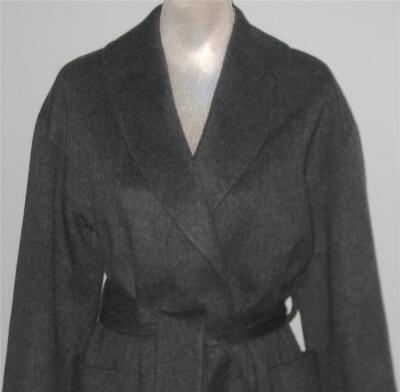 Pre-owned Theory Wool Cashmere Divide 2 Belted Wrap Coat Women M Gray Msrp$895