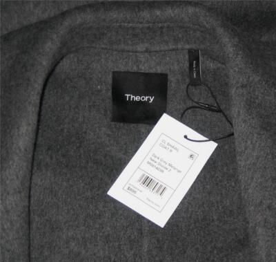 Pre-owned Theory Wool Cashmere Divide 2 Belted Wrap Coat Women M Gray Msrp$895
