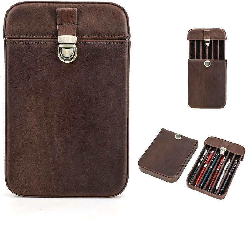 6 Slot Leather Pen Case Fountain Pens Holder Travel Pencil Storage Pouch Handmad