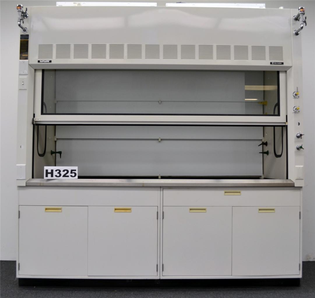8FT Hamilton Laboratory Fume Hood w/ Valves Two Base Cabinets and Valves