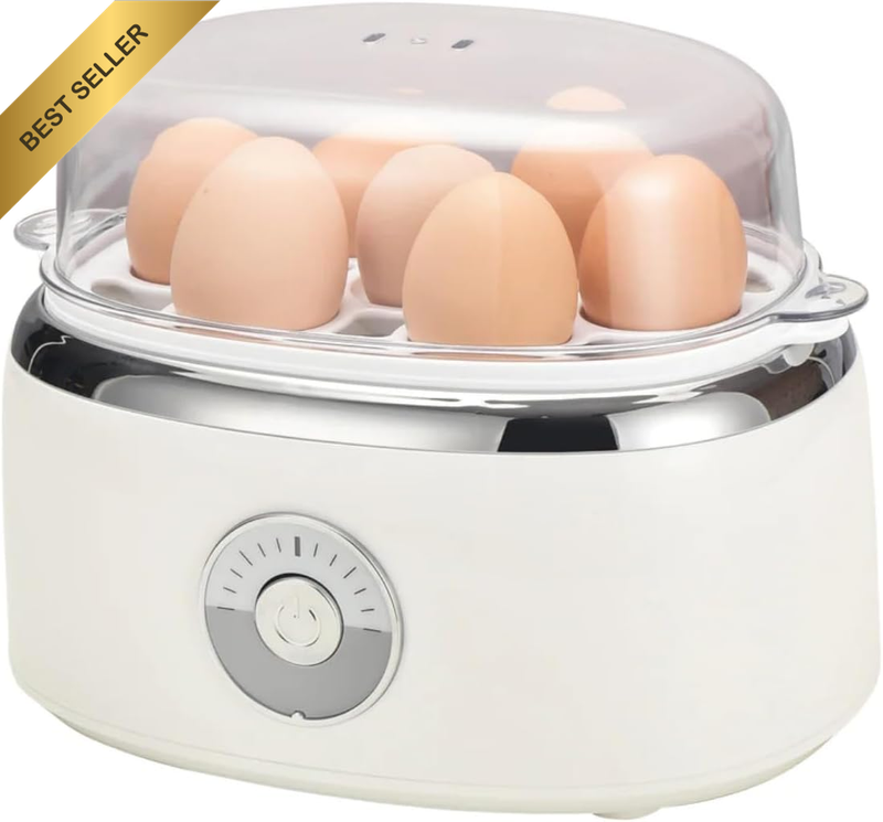 Electric Egg Steamer - Cooks 7 Eggs Perfectly with One-Button Operation, Quick a