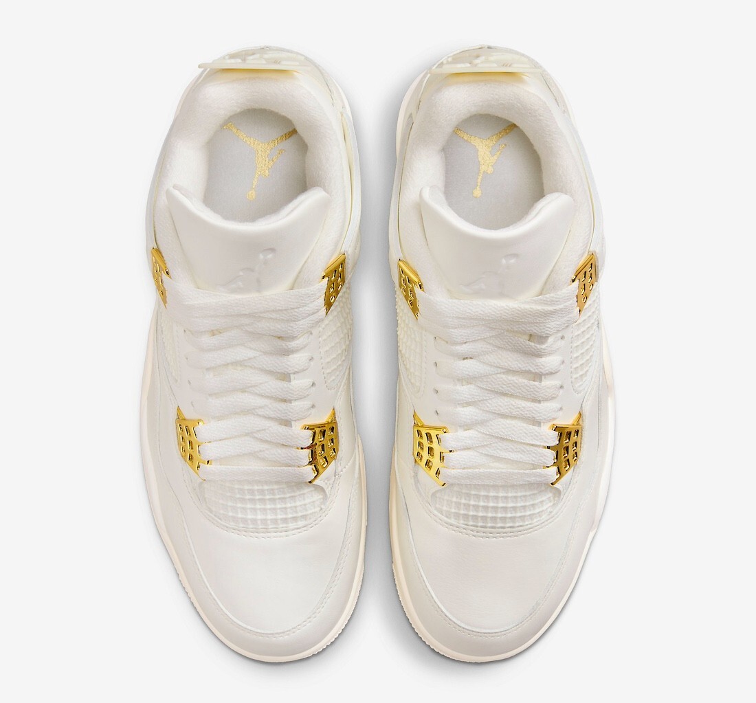 Pre-owned Jordan Air  4 Retro Sail-metallic Gold Women's Sneakers Size 8.5 Us Aq9129-170 In White