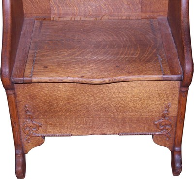 18272 Victorian Oak Bevel Glass Hall Tree Carved