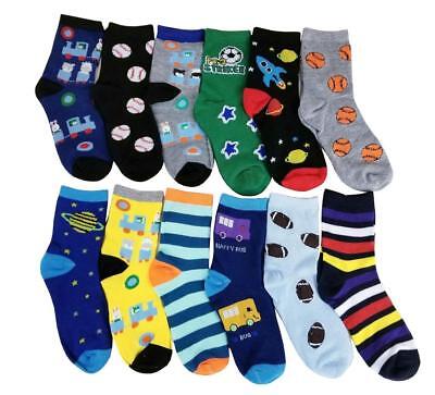 Differenttouch 12 Pairs lots  Kids Boys Novelty Design Crew 
