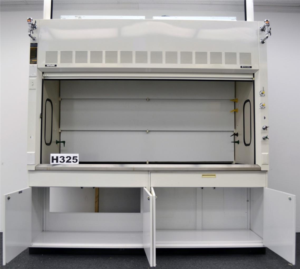 8FT Hamilton Laboratory Fume Hood w/ Valves Two Base Cabinets and Valves