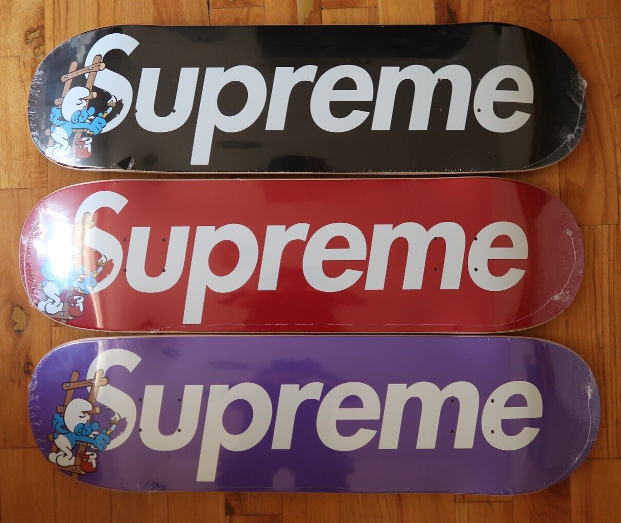 正規品安い Supreme - Black Supreme smurfs skateboard deck の通販