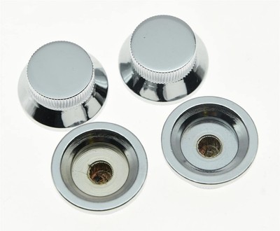 KAISH 4xK1022 ,Chrome LP Metal Bell Guitar Bass Top Hat Knobs For 5.8mm,4 Pcs
