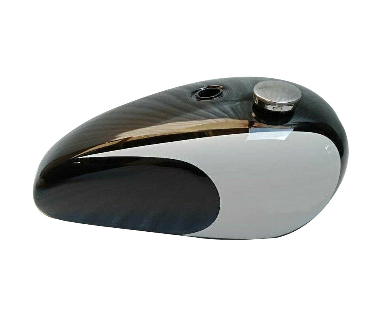 Fits Triumph T140 Black & White Painted Petrol Gas Fuel Tank With Cap 