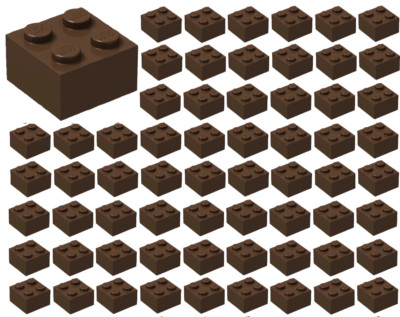  50x NEW LEGO 2x2 DARK BROWN Bricks (# 3003) BULK Parts City Building