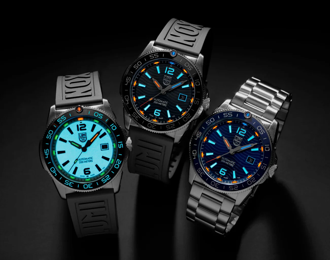 Pre-owned Luminox Xs.3104 Pacific Diver Automatic Dive Swiss Watch, 42mm Sapphire Glass