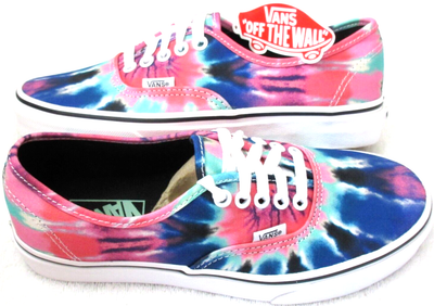Vans tie dye authentic multi & true white womens best sale shoes