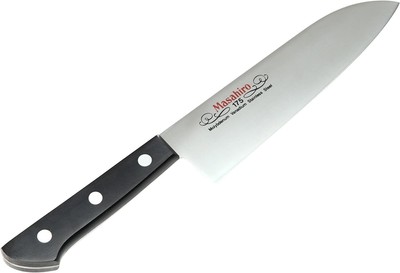 Masahiro Kitchen Knife Mv Black Plywood Santoku 175mm (14023) 145g NEW Japan