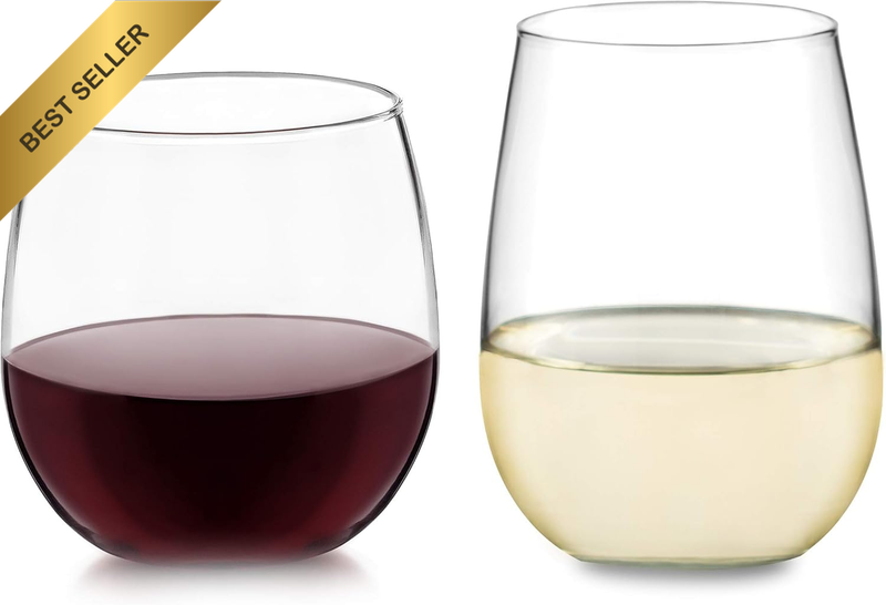 Stemless Wine Glasses Set of 12 Dishwasher Safe Red and White Wine Glass Clear D