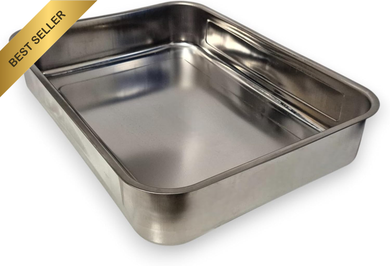 Deep Stainless Steel Baking Tray & Roasting Pan – Large Rectangular Meat Pan for