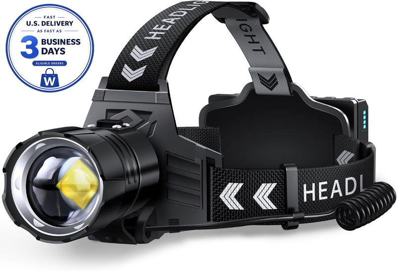 FINICO Rechargeable LED Headlamp Adjustable Headband USB Charging