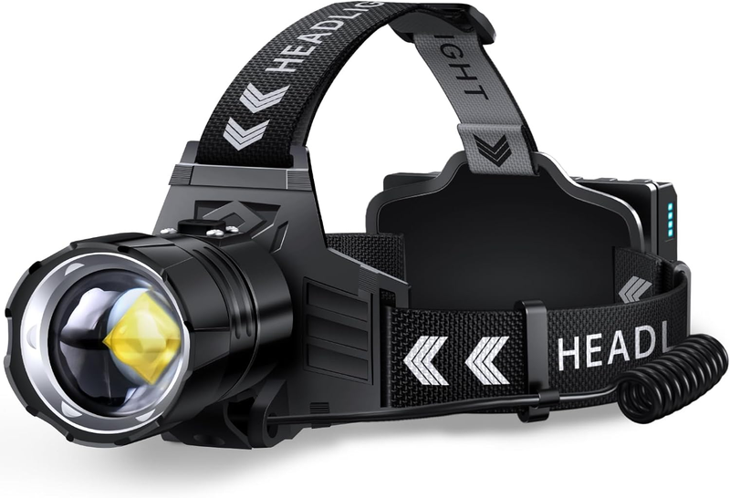 Rechargeable LED Headlamp High Lumens Zoomable IPX7 12 Modes 9...