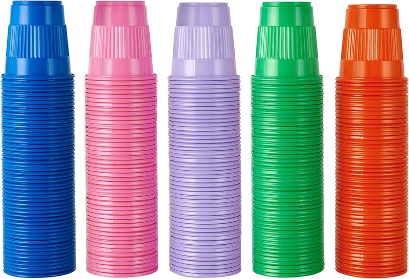 500 Pack 3 Oz Plastic Party Cups, Disposable Bathroom Cups in Assorted Colors Ca