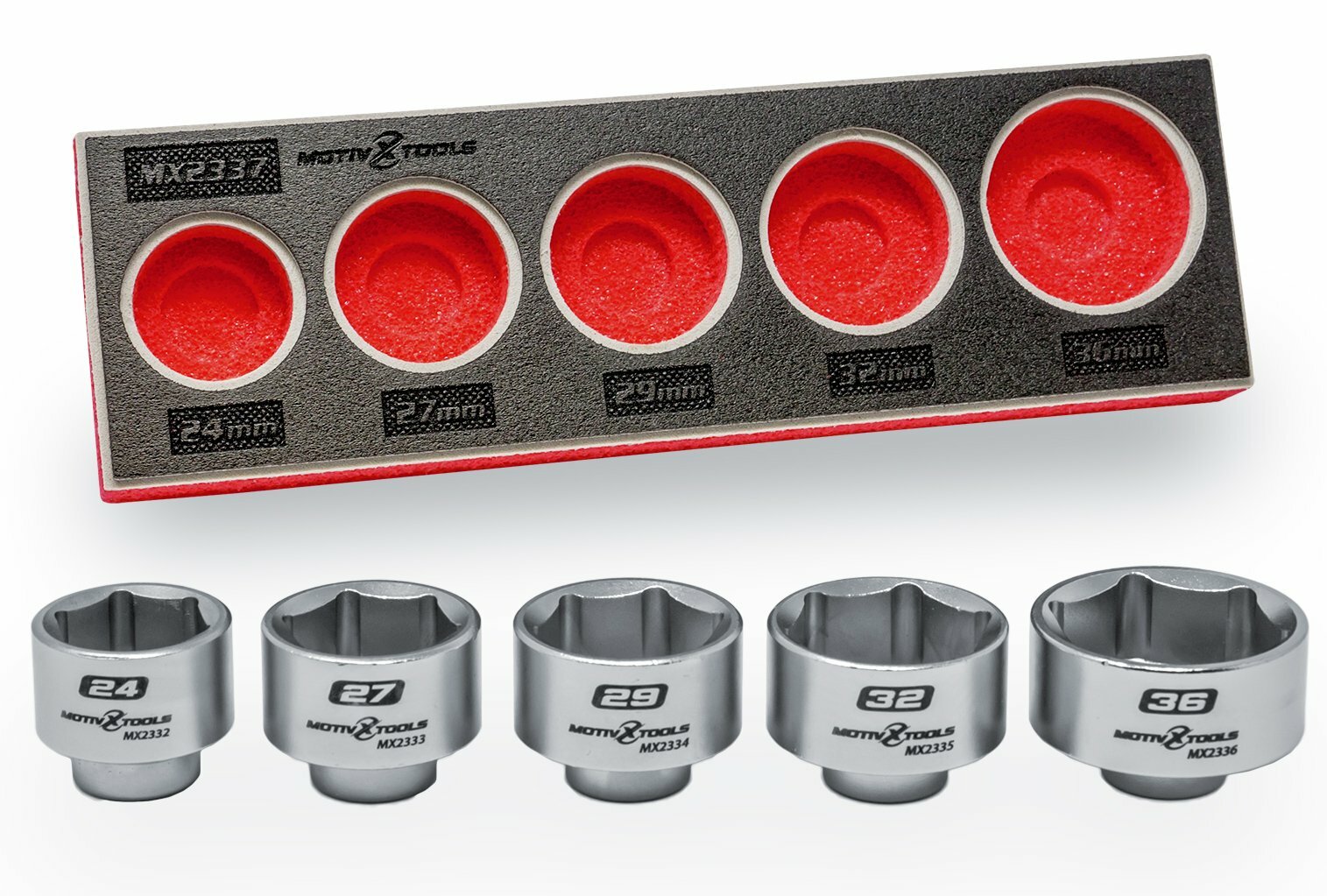 Motivx Tools 5pc Low Profile Oil Filter Socket Set