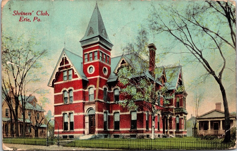 Shriners Club Erie PA Pennsylvania Antique Postcard DB PM c1912 Cancel