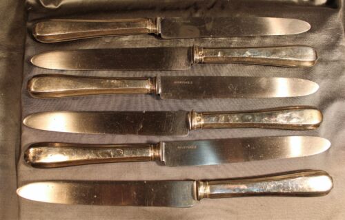 Set of Six 19th c. French .950 Silver Dinner Knives with Stainless Blades