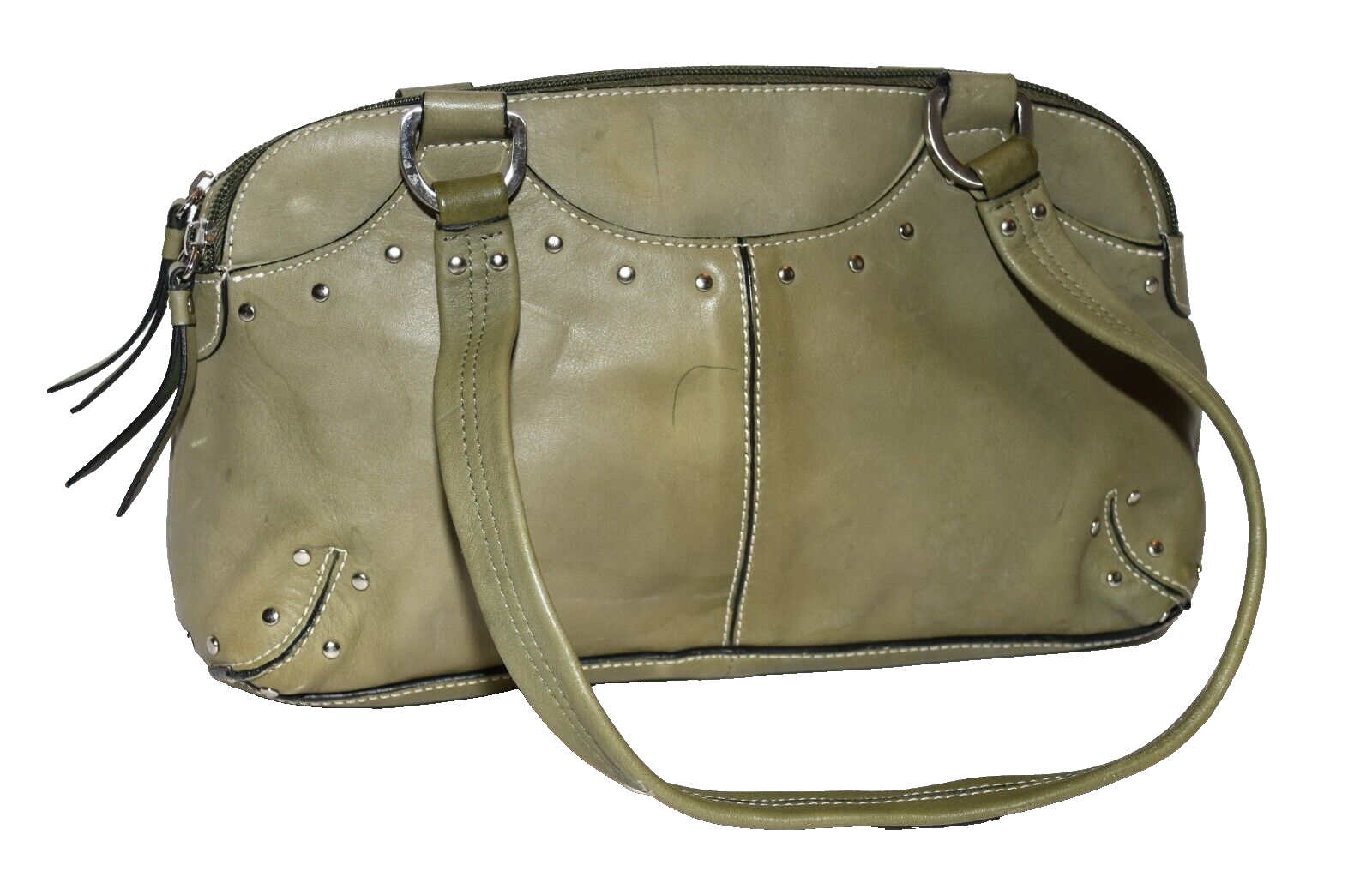 Stone Mountain Olive Green Studded Leather Multi Pocket 2