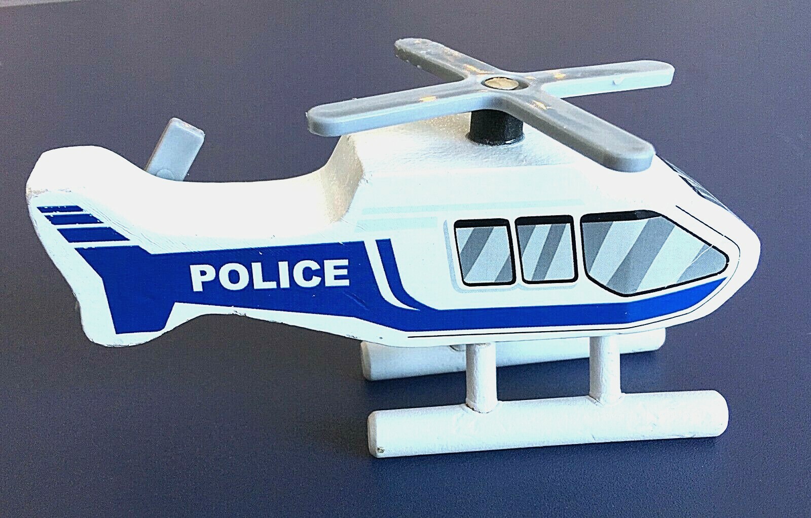 Police Helicopter Wooden Train Toy