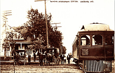 Winona Interurban Leesburg Indiana Railway Postcard Trolley Tram RPPC Reprint