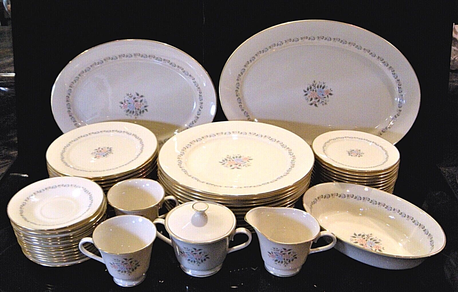 Lenox アンティーク Set(6) Lenox Pattern O46D Teal Cream Soup Sets for Loring Andrews