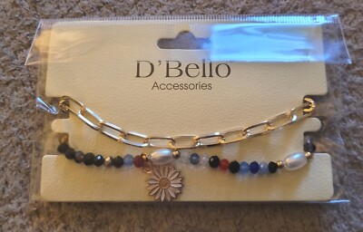 D'Bello Bracelet 2 Piece Set With DAISY Charm 