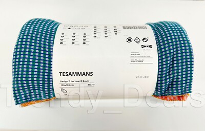 Ikea TESAMMANS Throw 100% Soft Knitted Cotton, Multicolor Colorblock 47'' x 71''