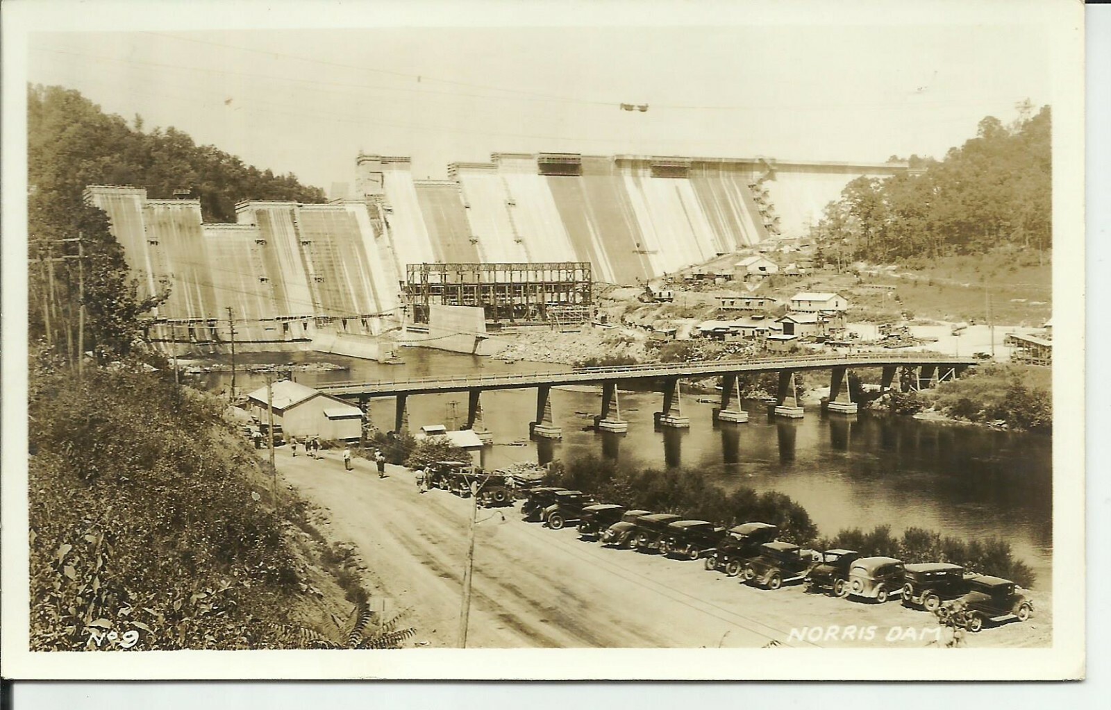 Norris Dam Construction Anderson Campbell County Tennesee Real Photo Postcard