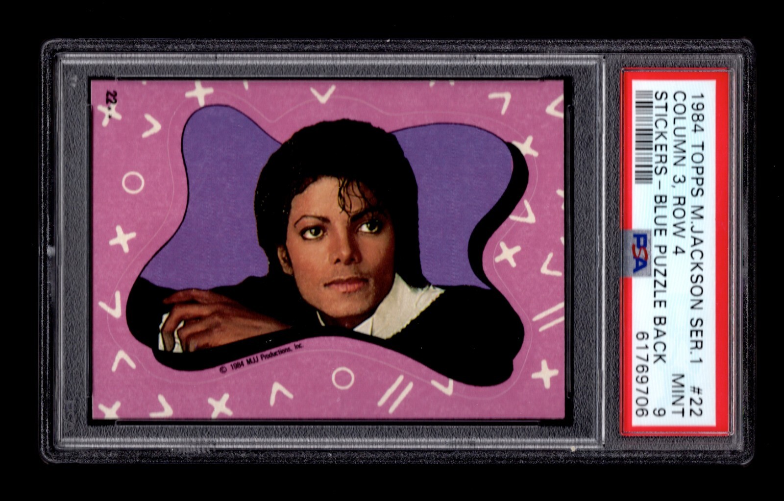 マイケルジャクソン　クリスタルアート PSA 9 MICHAEL JACKSON 1984 Topps Card #22 Stickers BLUE
