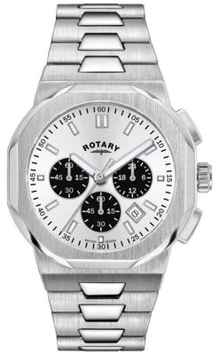 Pre-owned Rotary Sport Chronograph (41mm) Silver Sunray Dial / Stainless Steel Gb05450/59
